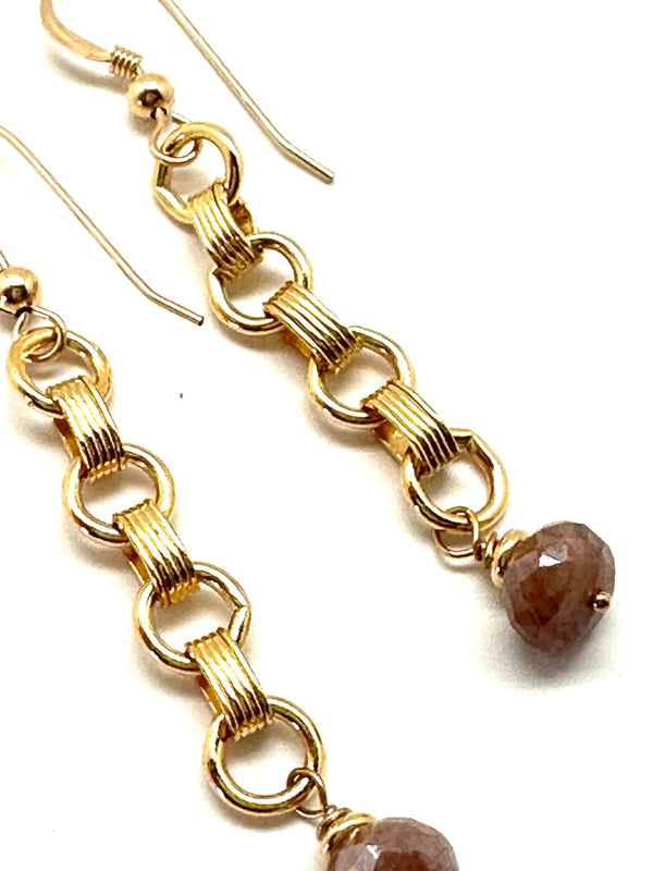 Moonstone 14K Gold Link Earrings