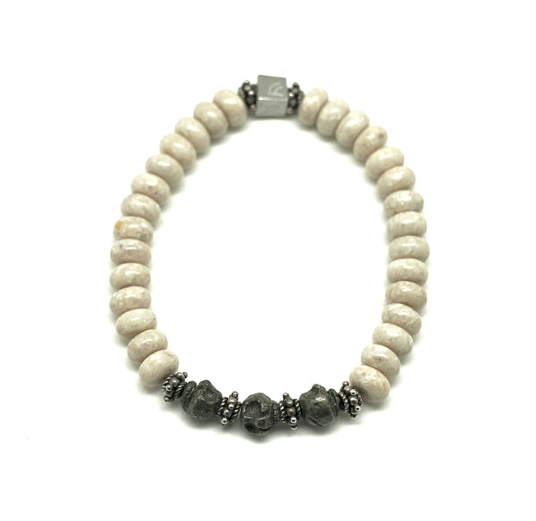 White Turquoise Skull Men's Bracelet