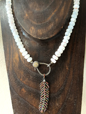 Feather Whispers in a Rainbow Necklace