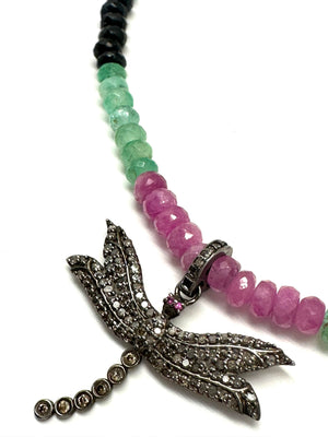Diamond Dragonfly Sapphire Necklace