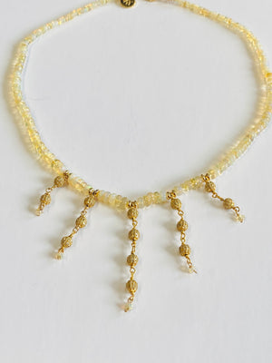 Ethiopian Opal Diamond Goddess Gold Necklace