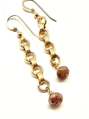 Moonstone 14K Gold Link Earrings