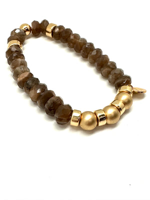 Brown Moonstone 14K Gold Bracelet