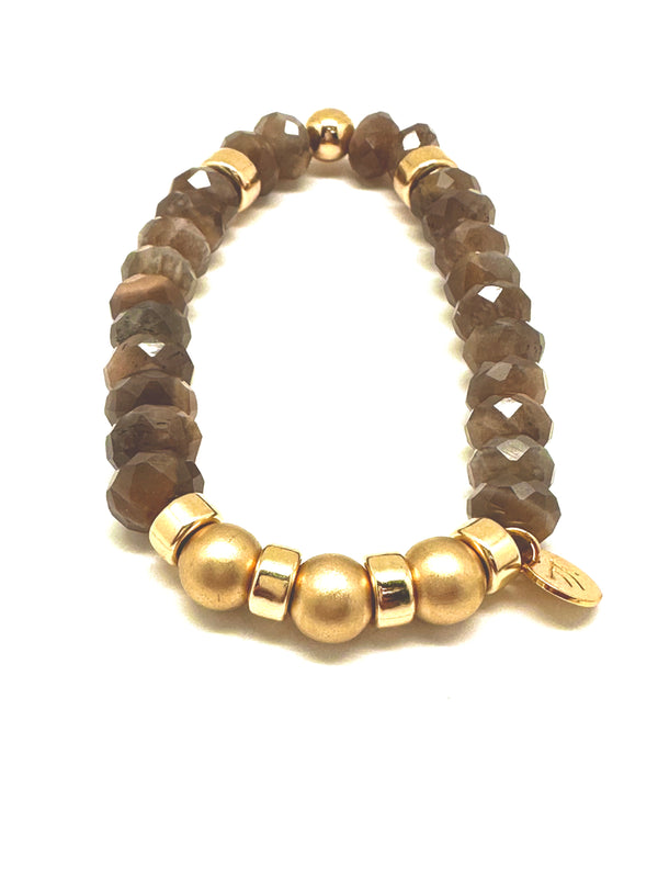 Brown Moonstone 14K Gold Bracelet
