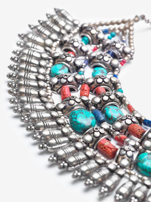 Goddess Armor - Turquoise Coral Lapis Necklace - One of a Kind