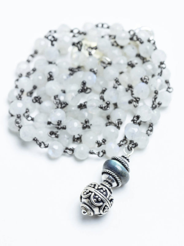Moonstone Pagoda Silver Necklace