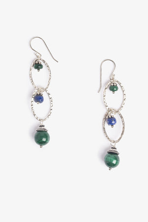 Green Malachite and Blue Lapis Earth Earrings