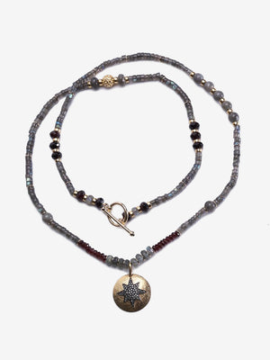 Magician - Labradorite Gold Pave Diamond Necklace | Jada Jo